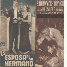 Cine: PTCC 128 LA ESPOSA DE SU HERMANO PROGRAMA DOBLE MGM BARBARA STANWYCK ROBERT TAYLOR