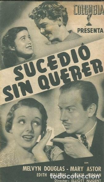 Cine: PTCC 128 SUCEDIO SIN QUERER PROGRAMA DOBLE COLUMBIA MARY ASTOR MELVYN DOUGLAS - Foto 1