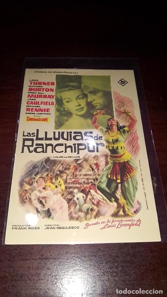Cine: PROGRAMA O FOLLETO DE MANO DE CINE las lluvias de ranchipur