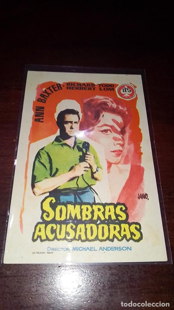 Cine: PROGRAMA O FOLLETO DE MANO DE CINE sombras acusadoras