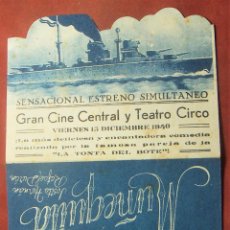 Cine: PROGRAMA DE MANO - MUÑEQUITA / JOSITA HERNAN / RAFAEL DURAN.PUBLICIDAD CINE CENTRAL 1940. Lote 330533028
