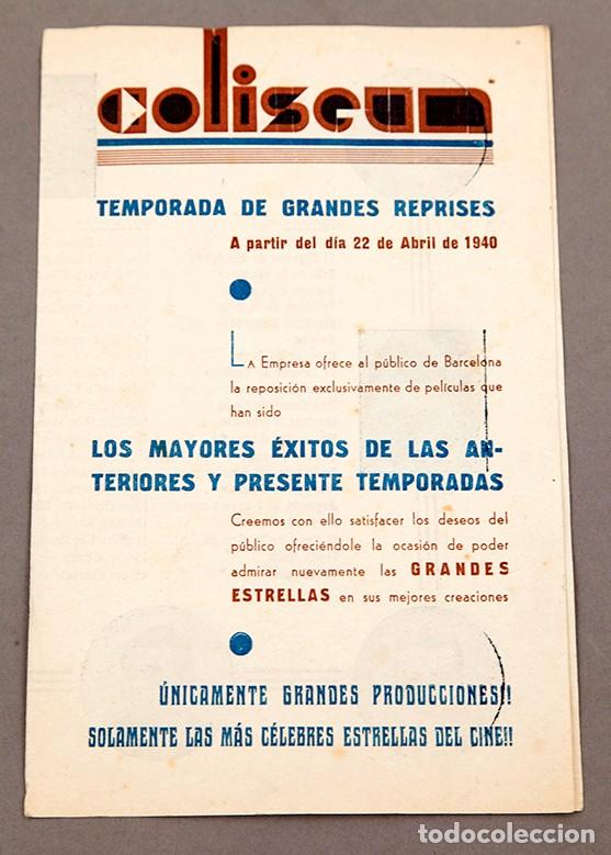 Cine: COLISEUM CINE - PROGRAMA 1940 - Foto 1