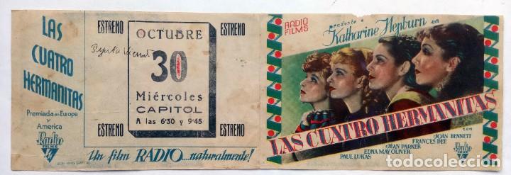 Flyers Publicitaires de films Anciens: LAS CUATRO HERMANITAS, con Katharine Hepburn.