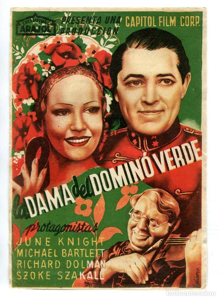  Flyers Publicitaires de films Anciens: LA DAMA DEL DOMIN&Oacute; VERDE, con June Knight.