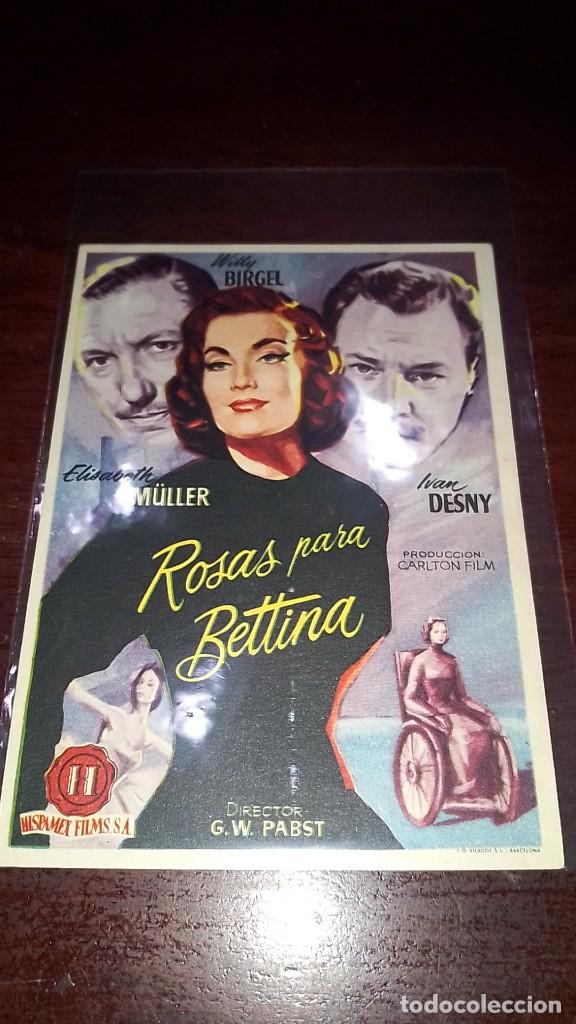 Cine: PROGRAMA O FOLLETO DE MANO DE CINE rosas para bettina