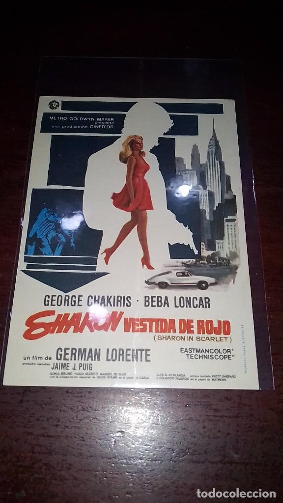 Kino: PROGRAMA O FOLLETO DE MANO DE CINE sharon vestida de rojo