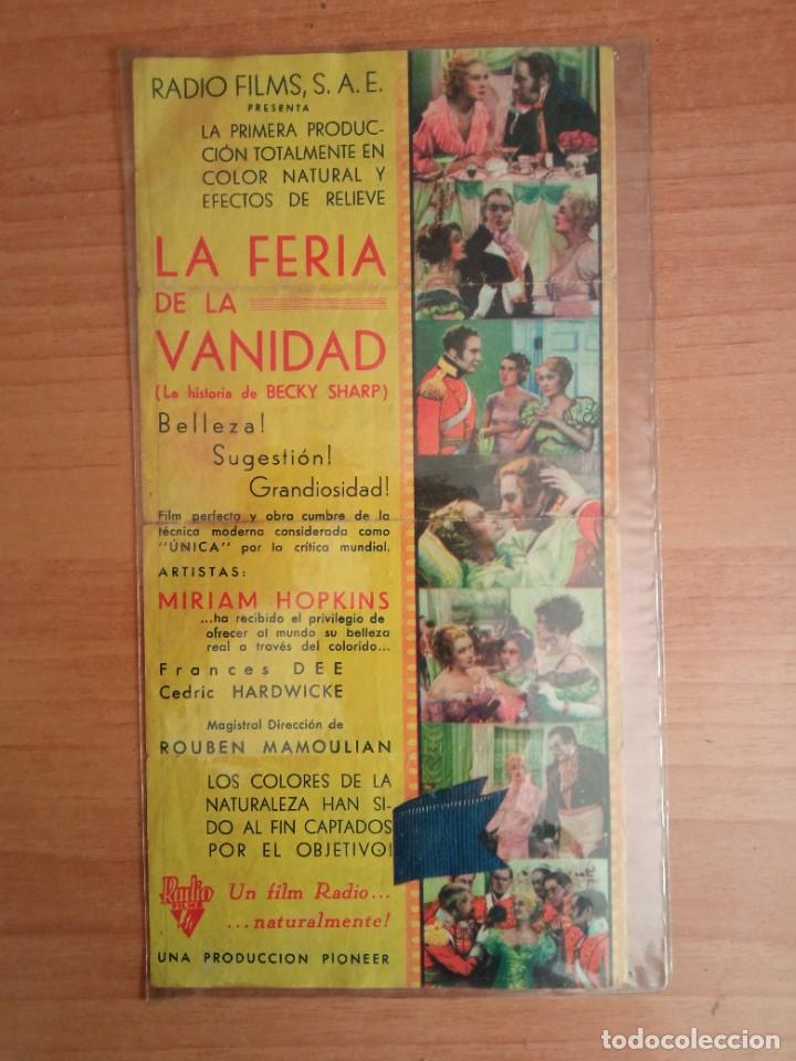  Flyers Publicitaires de films Anciens: AT.-PROGRAMA DE CINE--LA FERIA DE LA VANIDAD