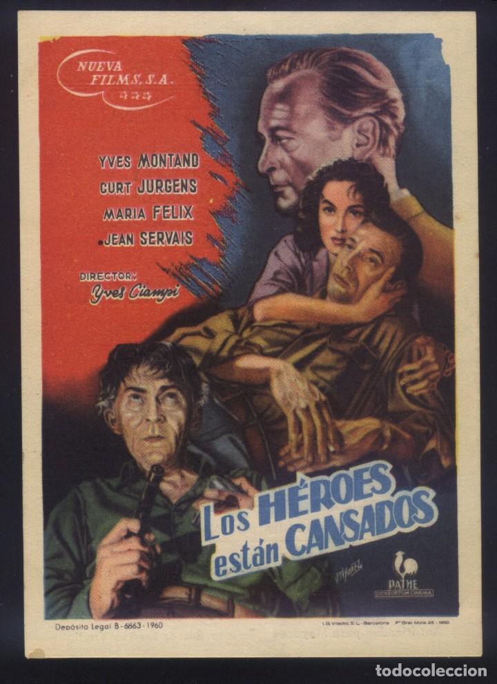  Flyers Publicitaires de films Anciens: P-9824- LOS H&Eacute;ROES EST&Aacute;N CANSADOS (Les h&eacute;ros sont fatigu&eacute;s) (CINE FEMINA) Yves Montand