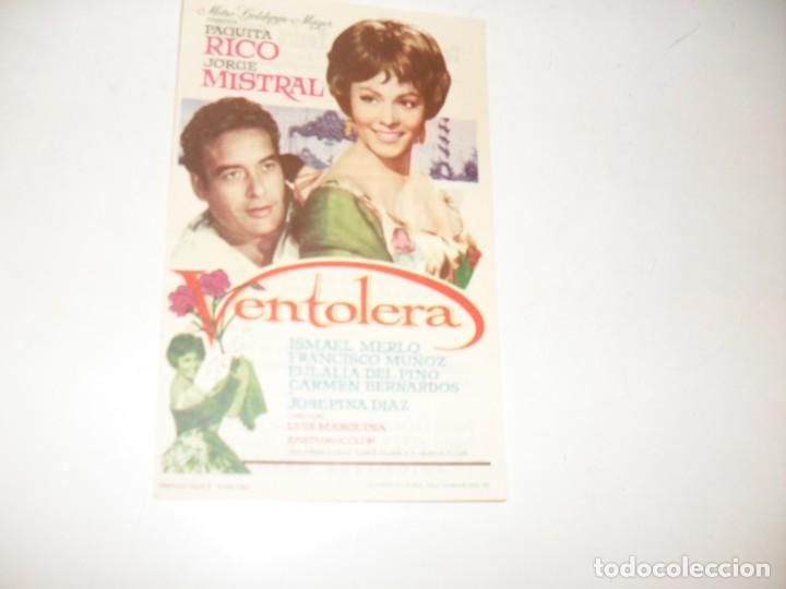 Cine: programa de mano sencillo,con texto publicitario.titulo:LA VENTOLERA (PAQUITA RICO).