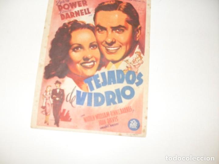  Flyers Publicitaires de films Anciens: programa de mano sencillo,con texto publicitario.titulo: TEJADOS DE VIDRIO (TYRONE POWER)