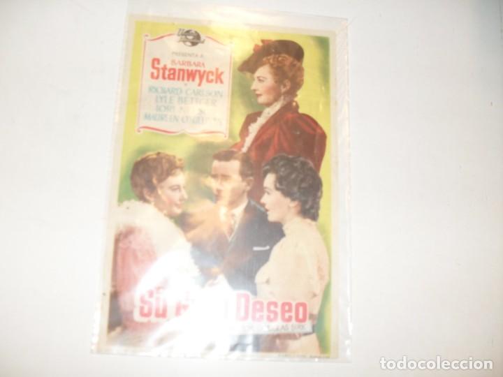  Flyers Publicitaires de films Anciens: programa de mano sencillo,con texto publicitario.titulo: SU GRAN DESEO.