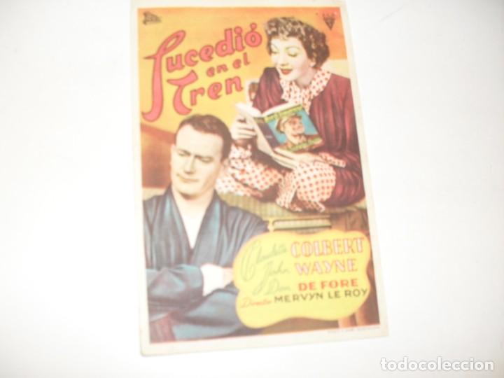  Flyers Publicitaires de films Anciens: programa de mano sencillo,con texto publicitario.titulo: SUCEDIO EN EL TREN (JOHN WAYNE).