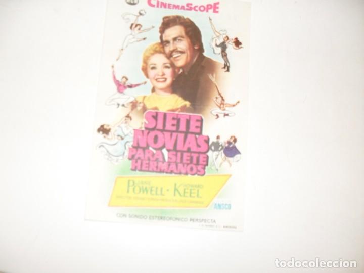 Flyers Publicitaires de films Anciens: programa de mano sencillo,con texto publicitario.titulo: SIETE NOVIAS PARA SIETE HERMANOS.