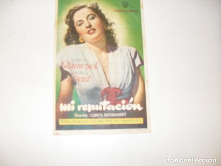  Flyers Publicitaires de films Anciens: programa de mano sencillo,con texto publicitario.titulo: MI REPUTACION (BARBARA STANWYCK).