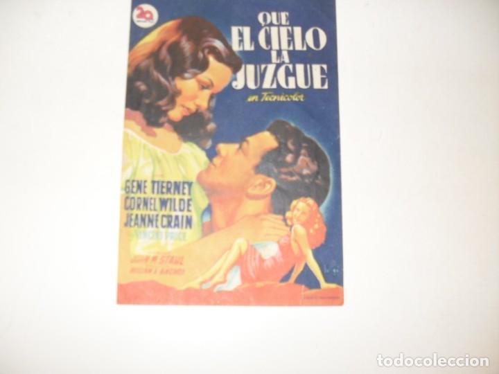 Flyers Publicitaires de films Anciens: programa de mano sencillo,con texto publicitario.titulo: QUE EL CIELO LA JUZGUE.