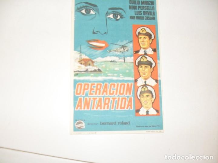  Flyers Publicitaires de films Anciens: programa de mano sencillo,con texto publicitario.titulo: OPERACION ANTARDIDA.
