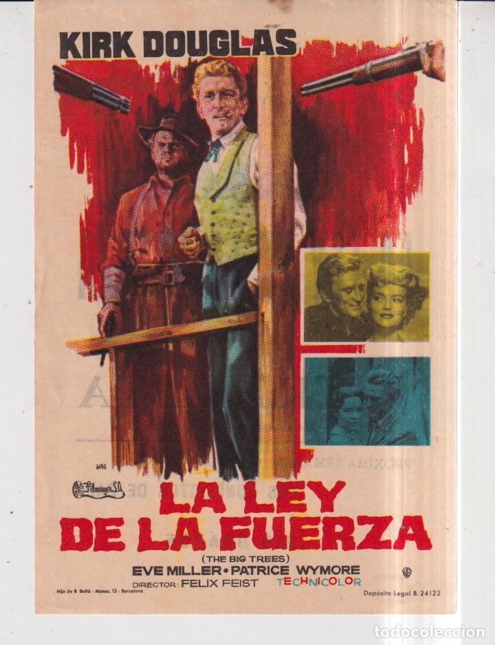 Cine: FOLLETO DE CINE LA LEY DE LA FUERZA CON KIRY DOUGLAS Y EVE MILLER CINE KURSAAL DE REUS