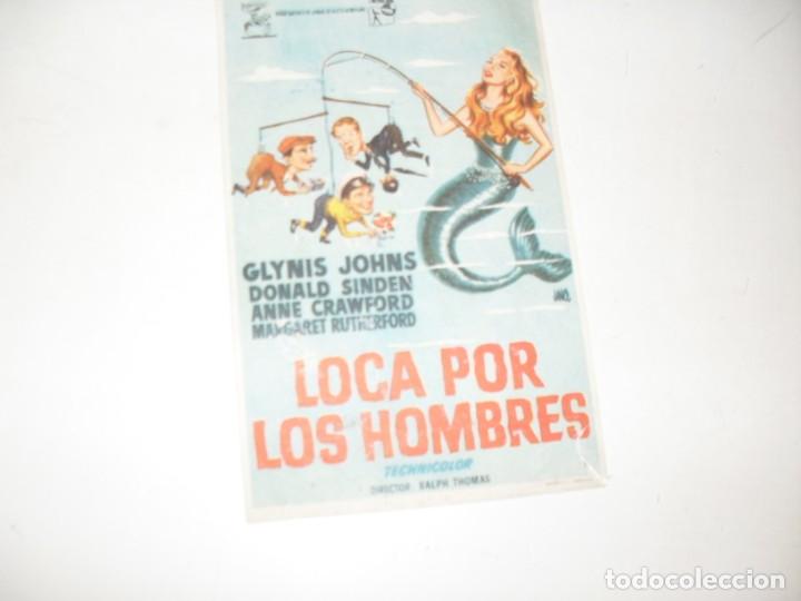  Flyers Publicitaires de films Anciens: programa de mano sencillo,con texto publicitario .titulo: LOCA POR LOS HOMBRES.
