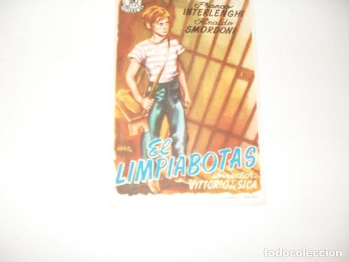  Flyers Publicitaires de films Anciens: programa de mano sencillo,con texto publicitario .titulo: EL LIMPIABOTAS.