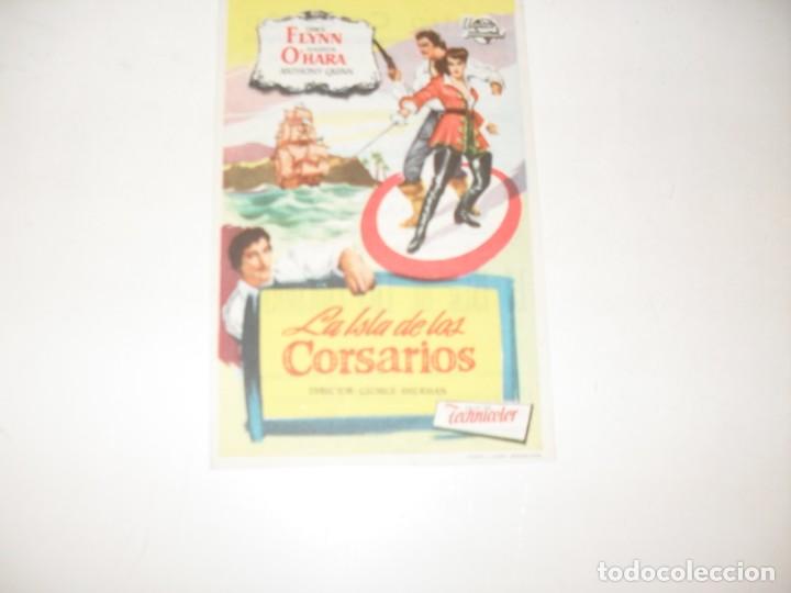  Flyers Publicitaires de films Anciens: programa de mano sencillo,con texto publicitario .titulo: LA ISLA DE LOS CORSARIOS (ERROL FLYNN)