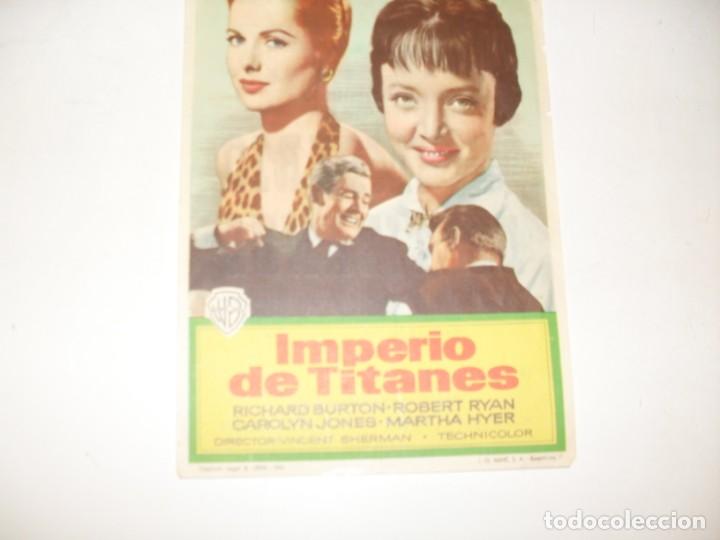  Flyers Publicitaires de films Anciens: programa de mano sencillo,con texto publicitario .titulo: IMPERIO DE TITANES (RICHARD BURTON)