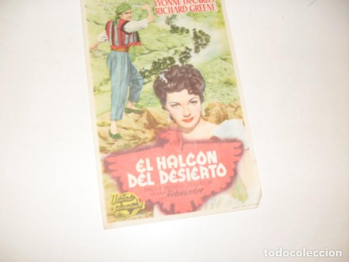  Flyers Publicitaires de films Anciens: programa de mano sencillo,con texto publicitario .titulo: EL HALCON DEL DESIERTO.