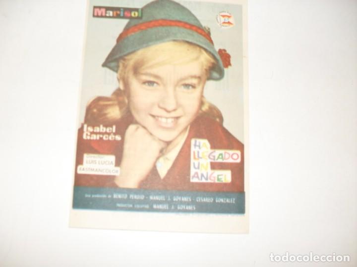  Flyers Publicitaires de films Anciens: programa de mano sencillo,con texto publicitario .titulo: HA LLEGADO UN ANGEL (MARISOL).