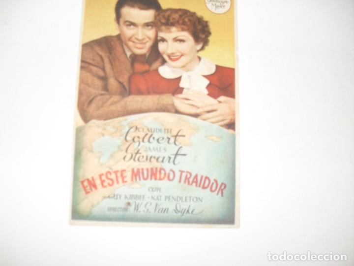 Cine: programa de mano sencillo,con texto publicitario .titulo: EN ESTE MUNDO TRAIDOR (JAMES STEWART).