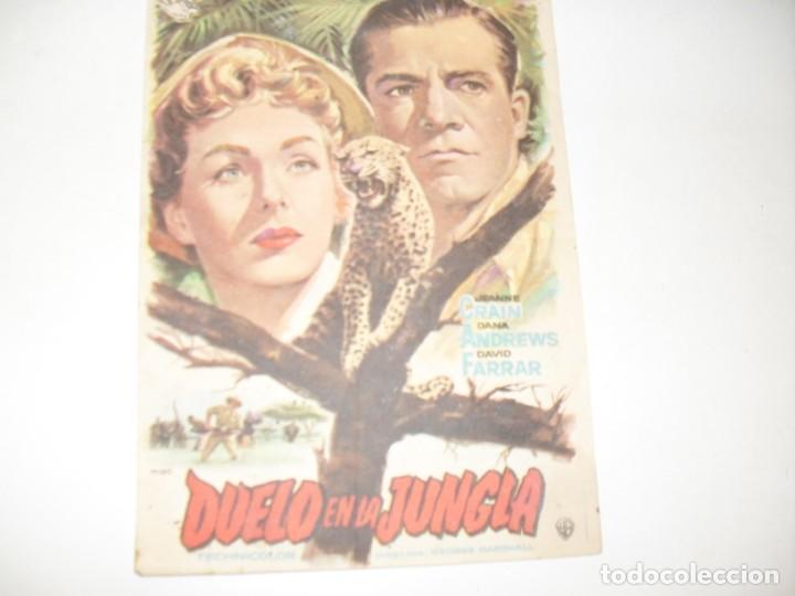 Cine: programa de mano sencillo,con texto publicitario .titulo:DUELO EN LA JUNGLA.