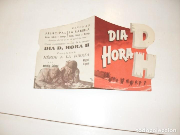 Cine: programa de mano DOBLE Y TROQUELADO,con texto publicitario .titulo:DIA D HORA H.