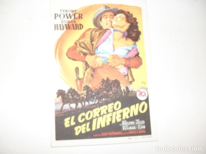 Cine: programa de mano sencillo,con texto publicitario .titulo:EL CORREO DEL INFIERNO (TYRONE POWER).