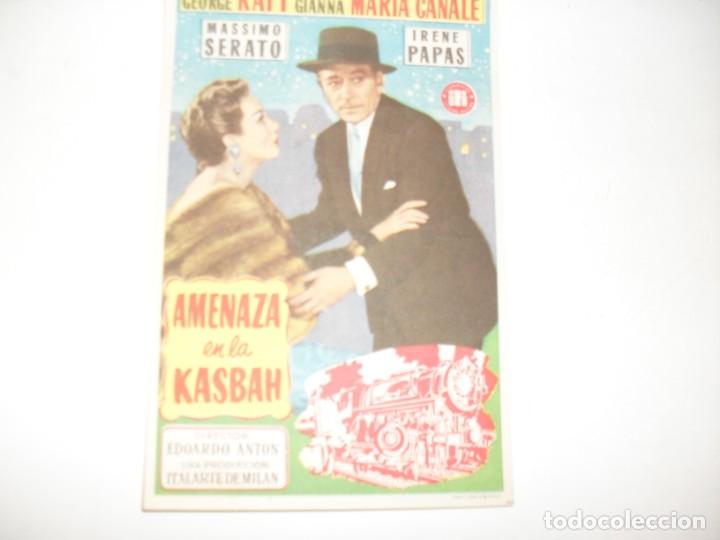  Flyers Publicitaires de films Anciens: programa de mano sencillo,con texto publicitario .titulo: AMENAZA EN LA KASBAH.