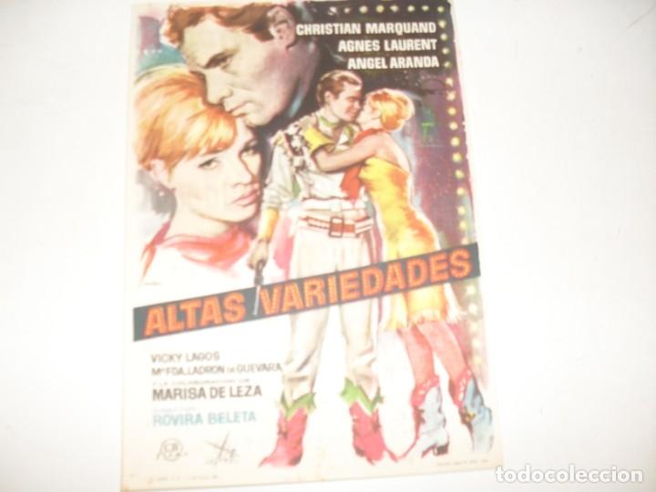  Flyers Publicitaires de films Anciens: programa de mano sencillo,con texto publicitario .titulo: ALTAS VARIEDADES.