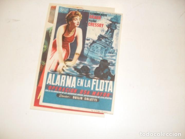  Flyers Publicitaires de films Anciens: programa de mano sencillo,con texto publicitario .titulo: ALARMA EN LA FLOTA.