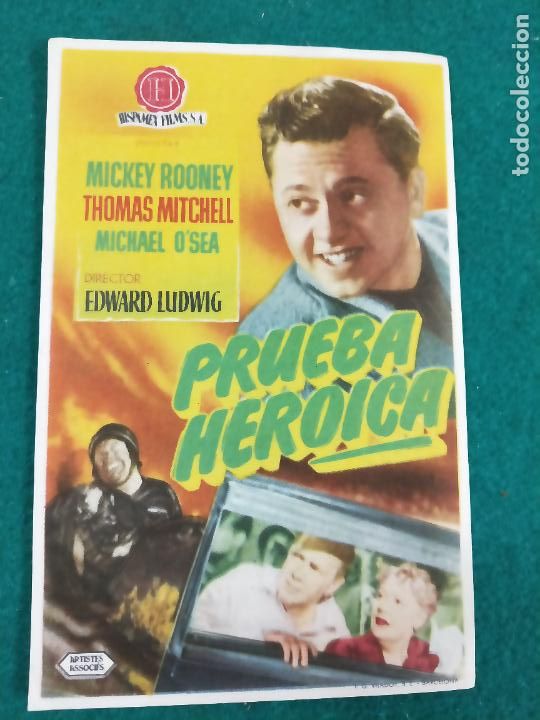 Cine: PRUEBA HEROICA. MICKEY ROONEY. PROGRAMA DE CINE CON PUBLICIDAD. - Foto 1