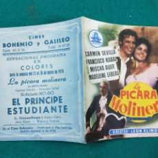 Cine: LA PICARA MOLINERA. CARMEN SEVILLA - PACO RABAL. PROGRAMA DE CINE DOBLE CON PUBLICIDAD.