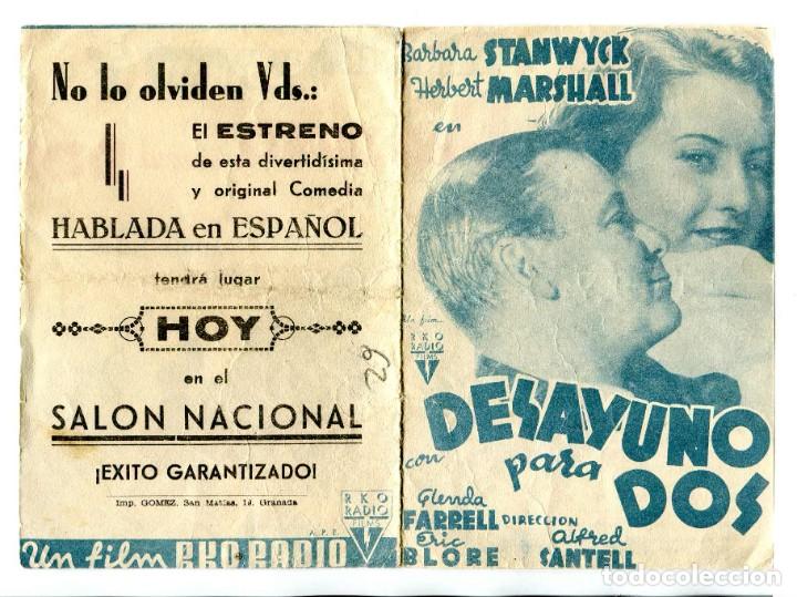 Cine: DESAYUNO PARA DOS, con B&aacute;rbara Stanwyck.