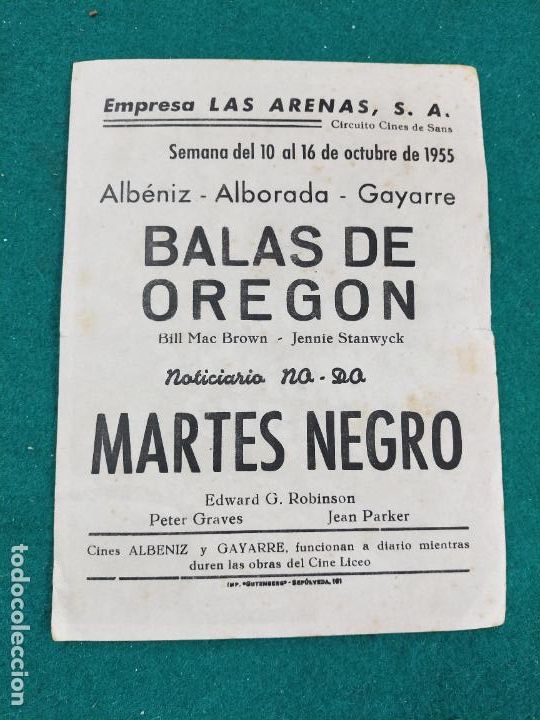 Cine: MARTES NEGRO. EDWARD G. ROBINSON. PROGRAMA DE CINE CON PUBLICIDAD. - Foto 2