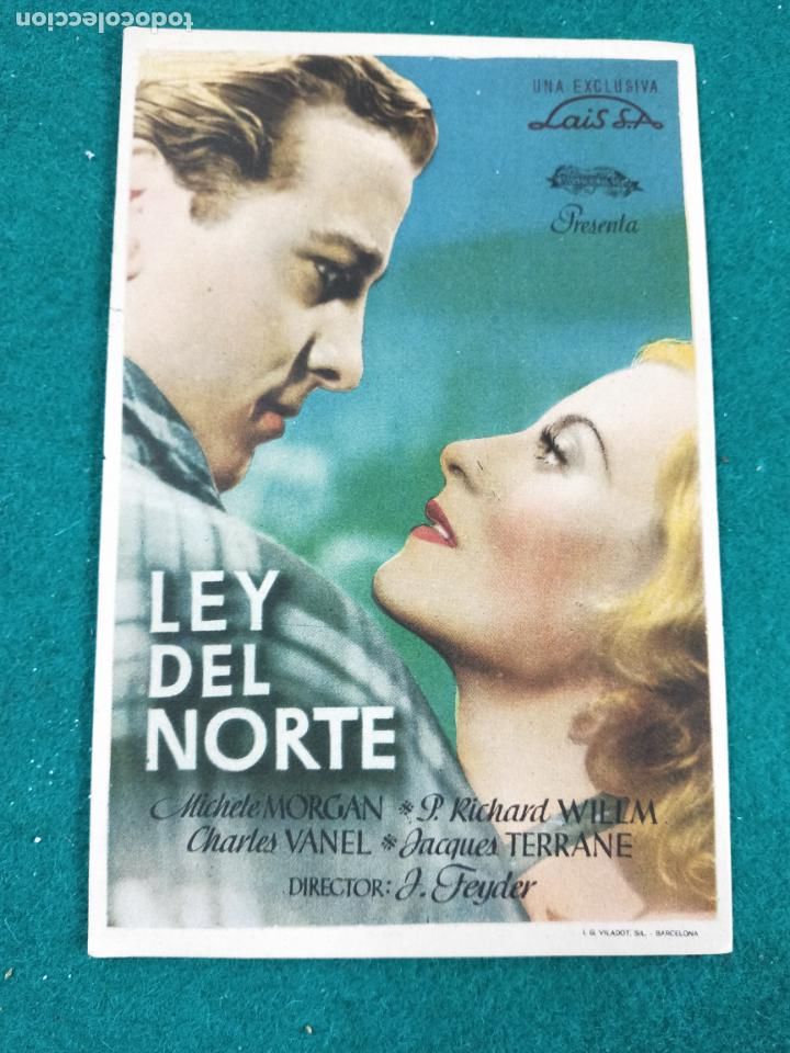 Cine: LEY DEL NORTE. MICHELE MORGAN. PROGRAMA DE CINE. - Foto 1