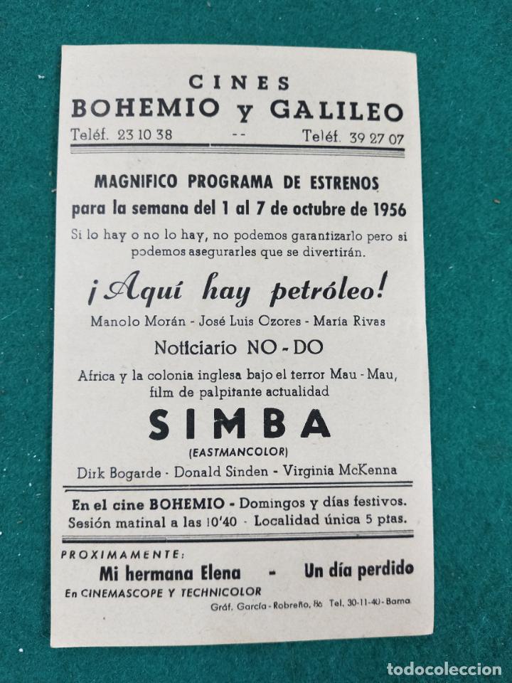 Cine: SIMBA. DICK BOGARDE. VIRGINIA MACKENNA. PROGRAMA DE CINE CON PUBLICIDAD. - Foto 2