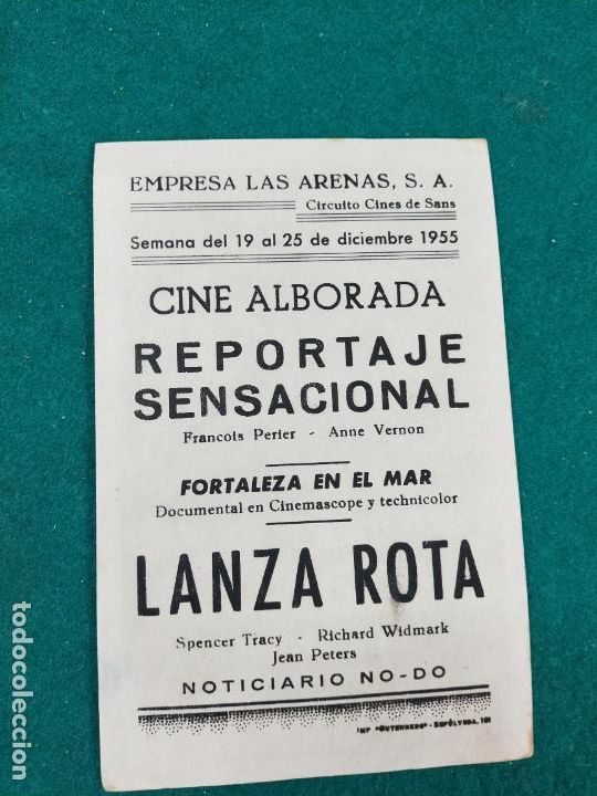 Cine: LANZA ROTA. SPENCER TRACY. SOLIGO. PROGRAMA DE CINE CON PUBLICIDAD. - Foto 2