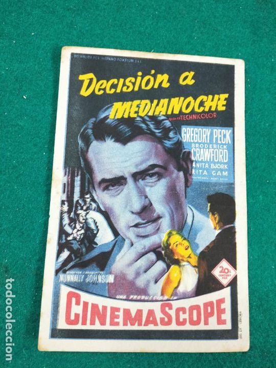Cine: DECISION A MEDIANOCHE. GREGORY PECK. SOLIGO. PROGRAMA DE CINE CON PUBLICIDAD. - Foto 1