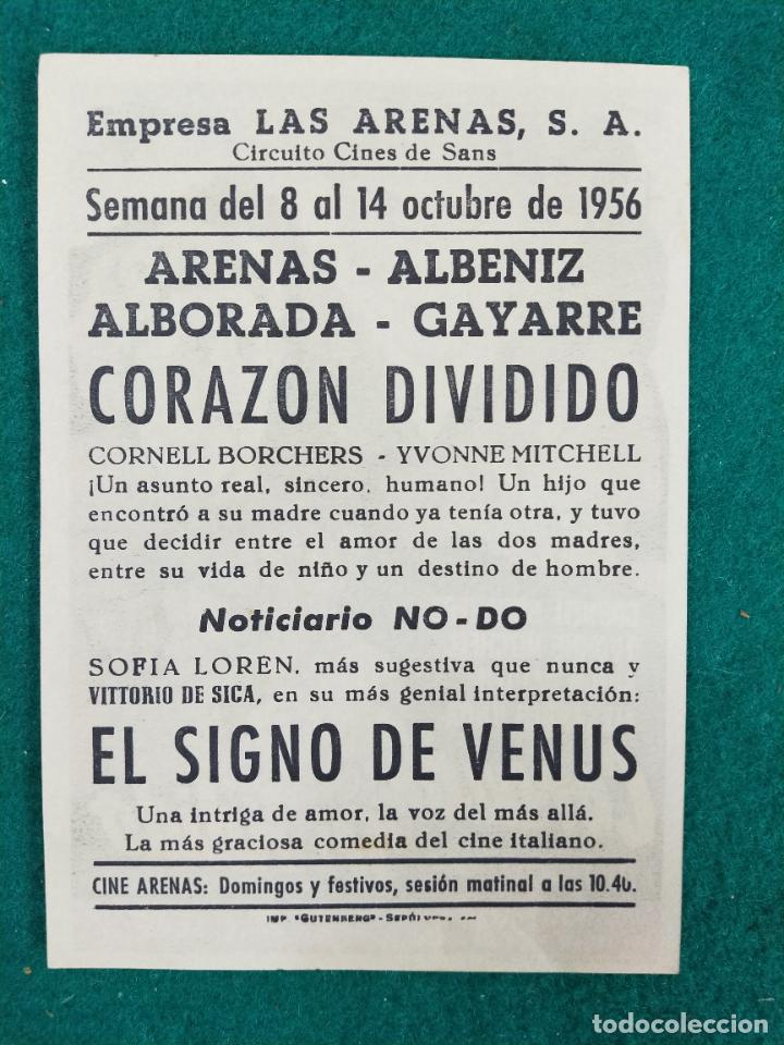 Cine: CORAZON DIVIDIDO. CORNELL BORCHERS. PROGRAMA DE CINE CON PUBLICIDAD. - Foto 2