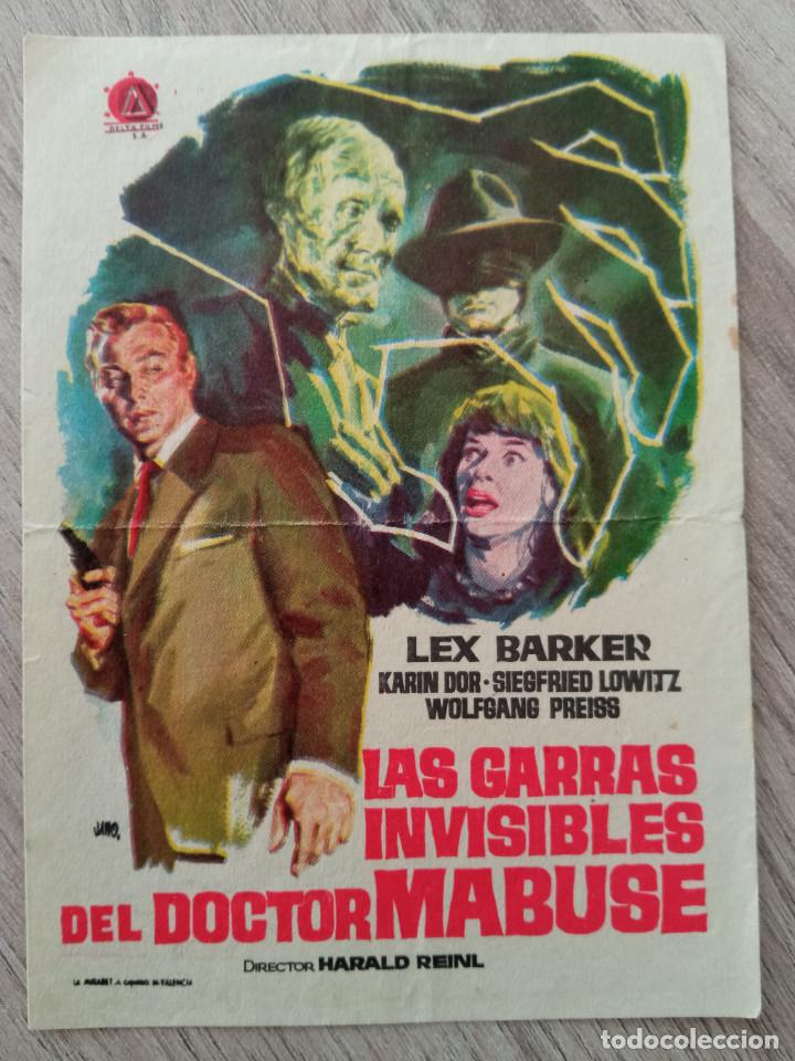  Flyers Publicitaires de films Anciens: LAS GARRAS INVISIBLES DEL DOCTOR MABUSE, LEX BARKER, CINE PASEO