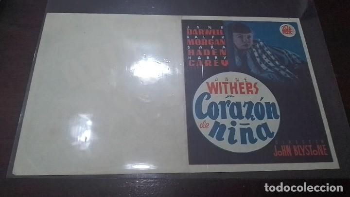 Cine: PROGRAMA O FOLLETO DE MANO DE CINE doble coraz&oacute;n de ni&ntilde;a