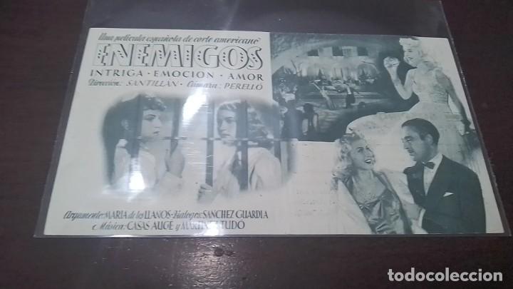 Cine: PROGRAMA O FOLLETO DE MANO DE CINE doble enemigos - Foto 2