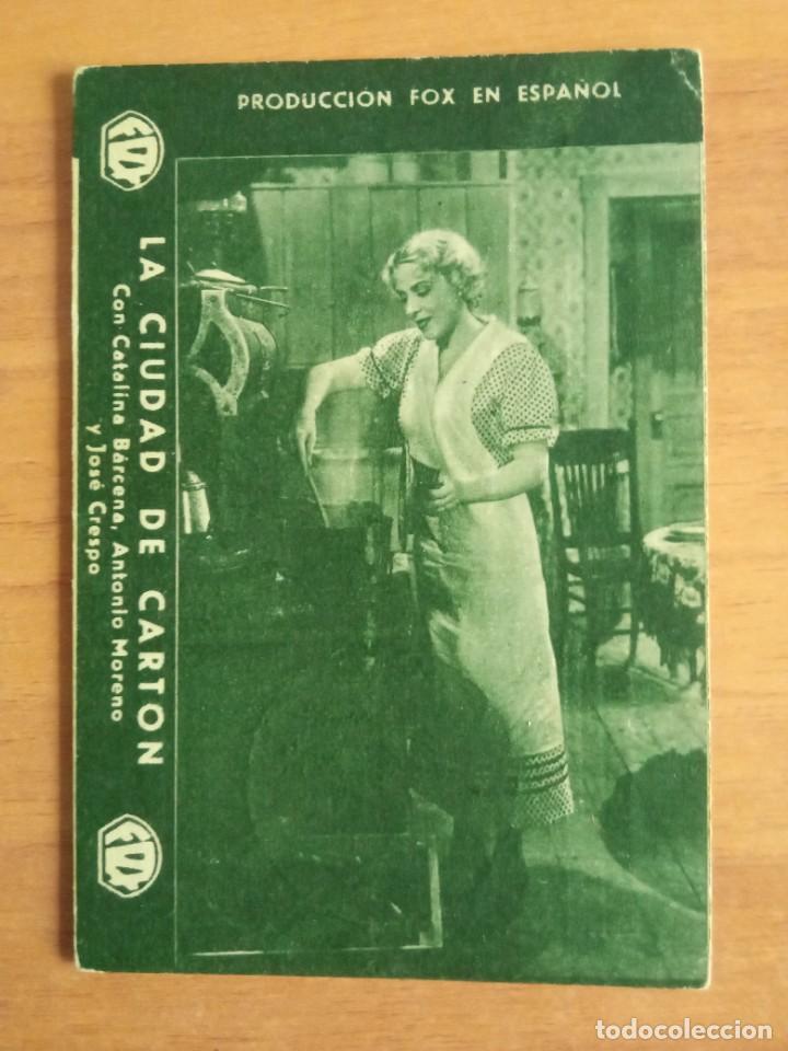 Folhetos de m&atilde;o de filmes antigos de cinema: PROGRAMA CINE-- LA CIUDAD DE CARTON c/t verde