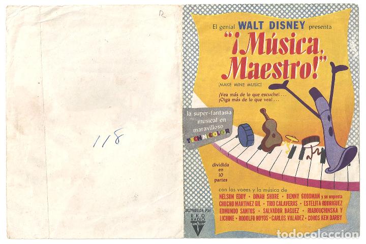 Cine: PTCC 146 MUSICA MAESTRO PROGRAMA DOBLE HISPANO WALT DISNEY - Foto 1