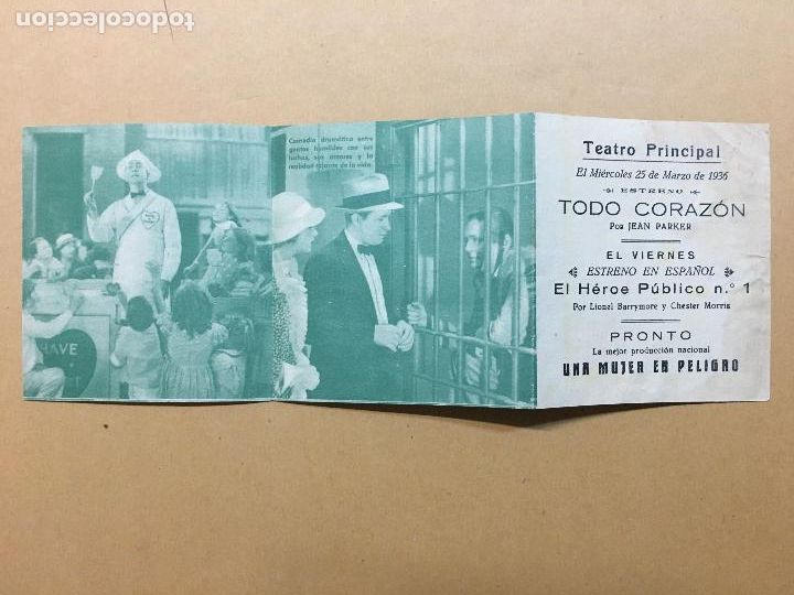 Cine: PTCC 147 TODO CORAZON PROGRAMA DOBLE MGM JEAN PARKER - Foto 2