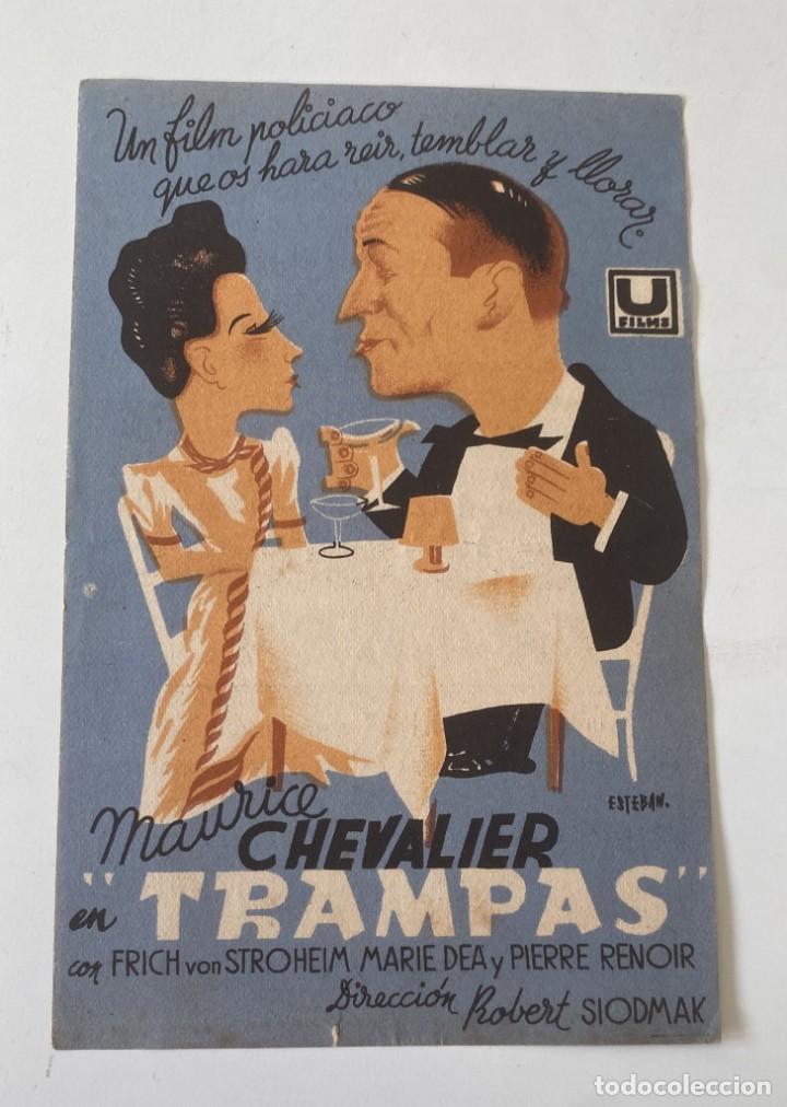 Cine: FOLLETO PROGRAMA DE CINE TRAMPAS MAURICE CHEVALIER - Foto 1